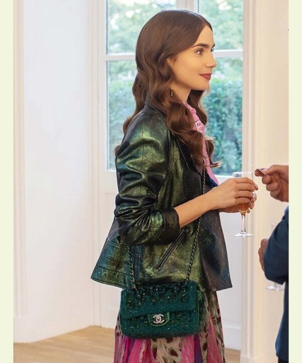 emily_cooper_green_leather_jacket