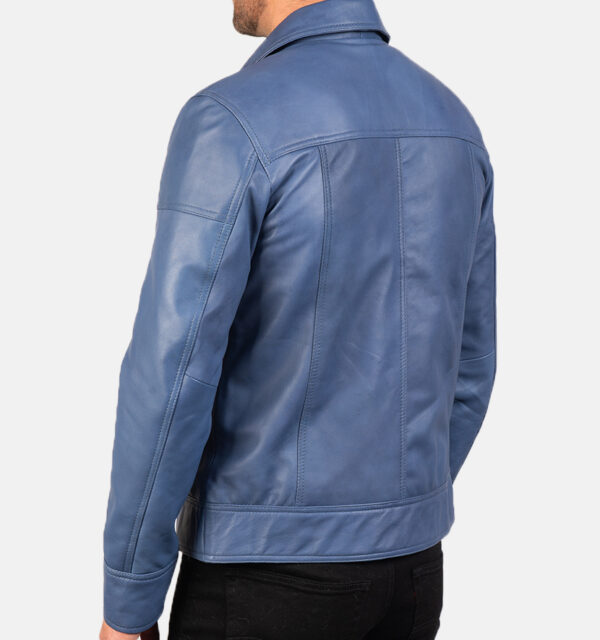 Mens Lavendard Blue Leather Biker Jacket