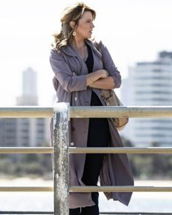 Lucy Lawless My Life Is Murder Trench Coat