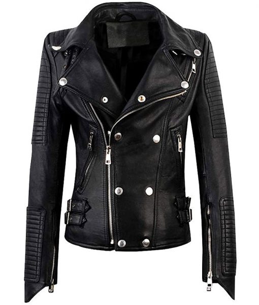 Women's Slim Faux Leather Motorcycle Biker Jacket
