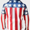 American White Double Breasted Mens US Flag Leather Jacket