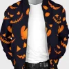 Halloween Pattern Pumpkins Bomber Jacket-1