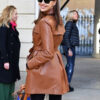 Irina Shayk Leather Trench brown Coat