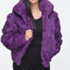 Ladies Hooded Bomber purple Fur Jacket