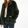 Womens Green Coat Faux Fur