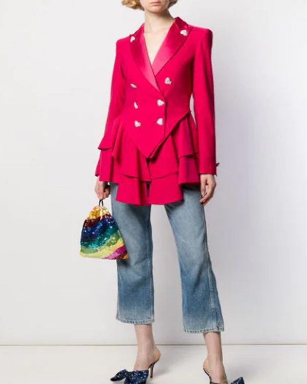 Ted Lasso Keeley's Heart Button Pink Blazer