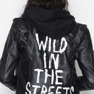 wild in the streets black leather biker jacket