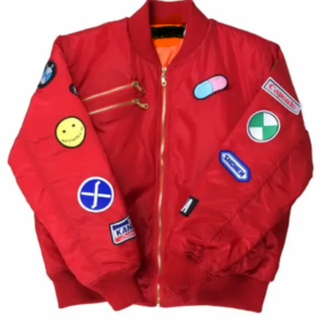 Akira-Red-Satin-Multi-Patched-Jacket