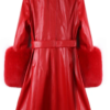 FAUX FUR GENUINE LEATHER COAT IN RED 1