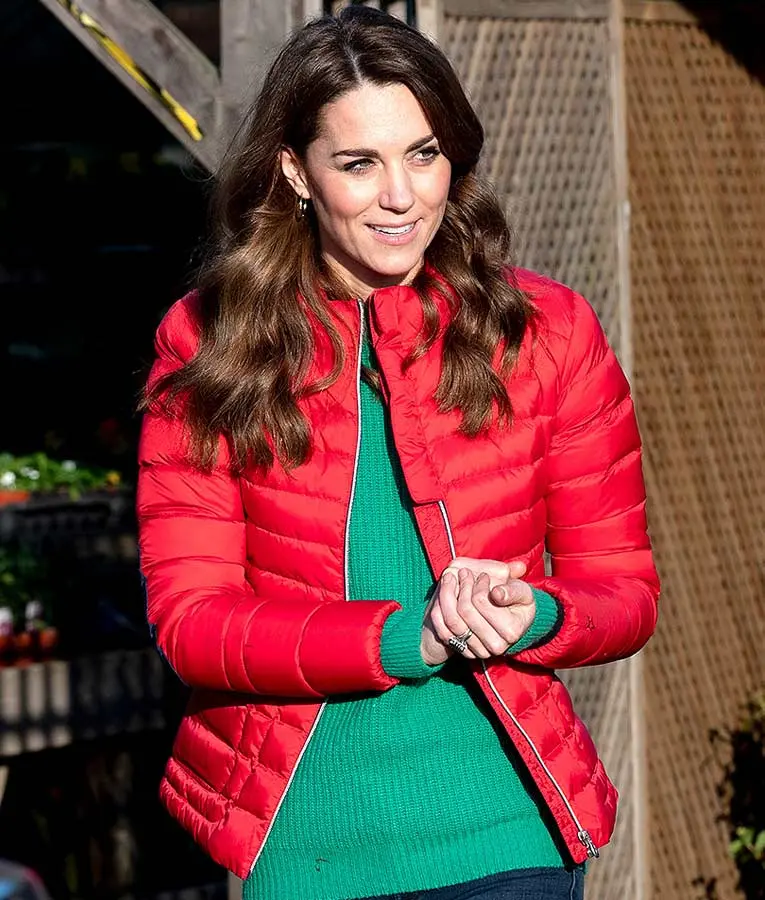Kate Middleton Red Quilted Puffer, Kate Middleton Red Winter Coat