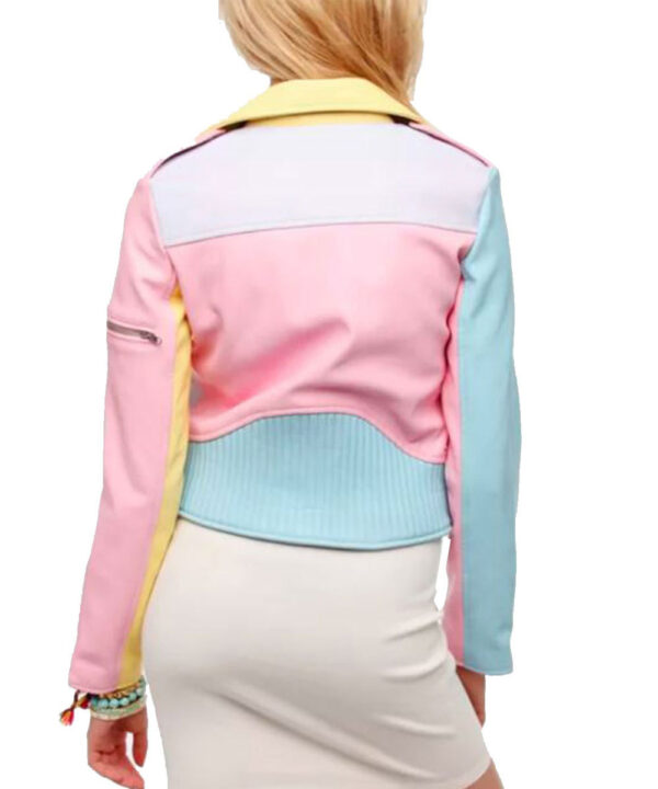 Women’s Moto Rainbow Pastel Faux Leather Jacket