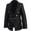 Black Double Breasted Kim Kardashian Leather Coat