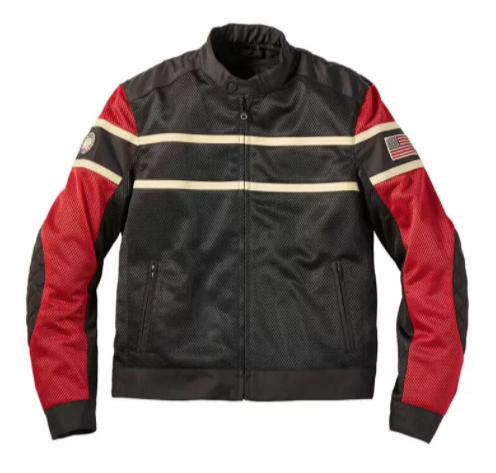 Black Red Indian Motorcycle Mesh Jacket 1