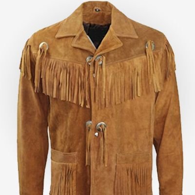 Elegant Men’s Suede Fringe Brown Leather Jacket