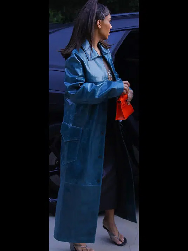 Kim Kardashian Blue Long Trench Coat