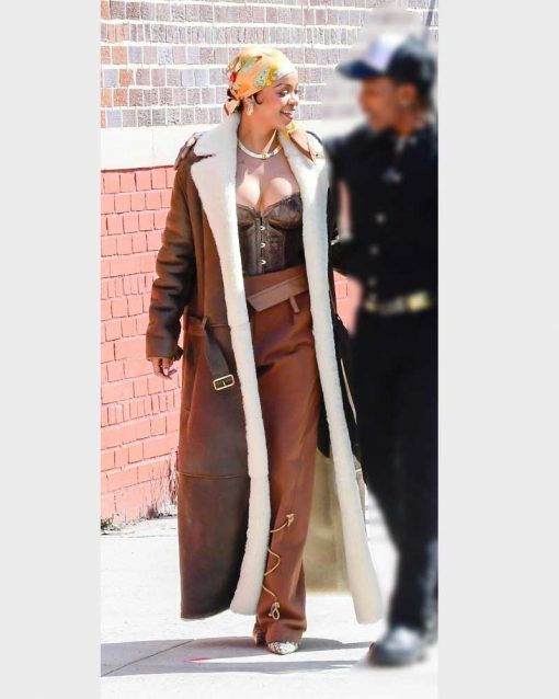 Rihanna-Leather-Shearling-Coat-