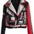 Hzikk Punk Rock Black And Red Leather Jacket