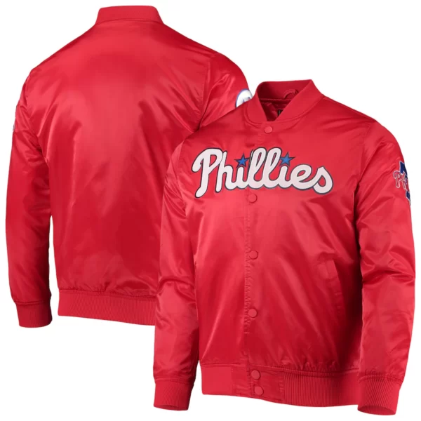 Men's Philadelphia Phillies Pro Standard Red Wordmark Satin Jacket 1
