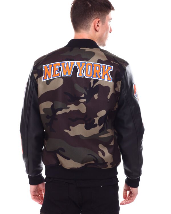 New York Knicks Camo Logo Varsity Jacket