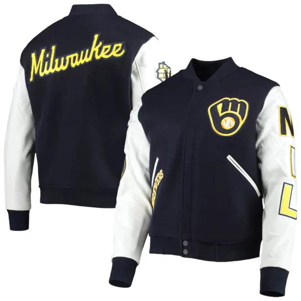 Men's Milwaukee Brewers Pro Standard Navy Varsity Logo Full-Zip Jacket