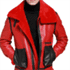 Men Shearling Collar Red Leather Jacket