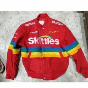 Red Bomber Style Skittles Racing Jacket