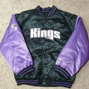 Satin Jackets Vintage NBA Sacramento Kings Black Jacket