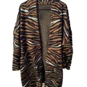 Tiger Striped Fur Women Coat