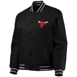 Women's Chicago Bulls JH Design Black Plus Size Poly Twill Full-Snap Jacket