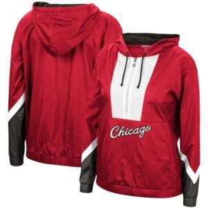 Women's Chicago Bulls Mitchell & Ness Red Half-Zip Windbreaker 2.0 Hoodie