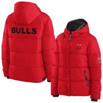 Women's Chicago Bulls WEAR by Erin Andrews Red Plush Puffer Full-Zip Jacket