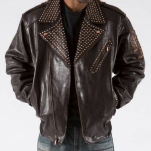 Pelle Pelle Dark Brown Studded Biker Jacket