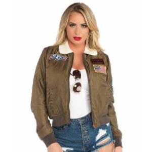 Top Gun Brown Bomber Jacket With Patches