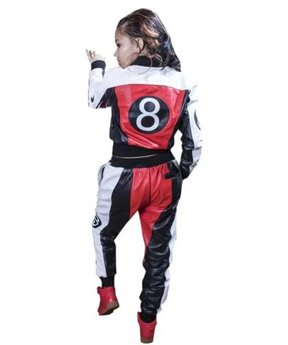 Women 8 Ball Multicolor Leather Tracksuit