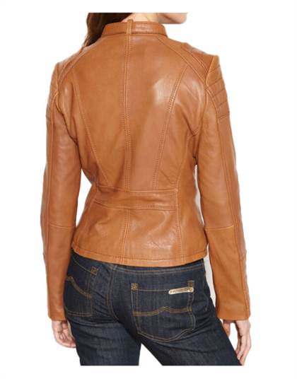 Women Buckle Collar Biker Quilted Leather Jacket 1