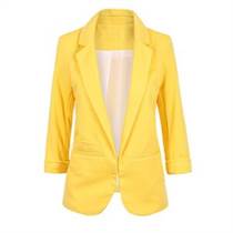 Women Pale Yellow Casual Jacket