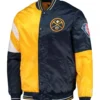 Denver Nuggets Color Block Navy Blue and Yellow Satin Full-Snap Jacket