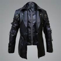 Steampunk Gothic Matrix Black Leather Jacket