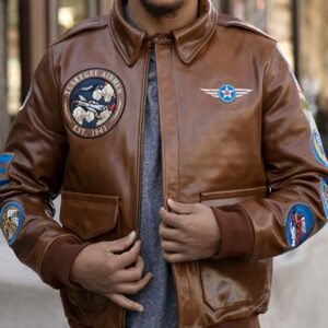 Tuskegee Airmen Fighter Brown Leather Jacket