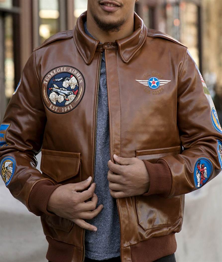 Tuskegee Airmen Fighter Brown Leather Jacket  FLJ