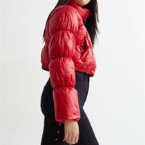 Women’s Crop Puffer Red Sheen Jacket