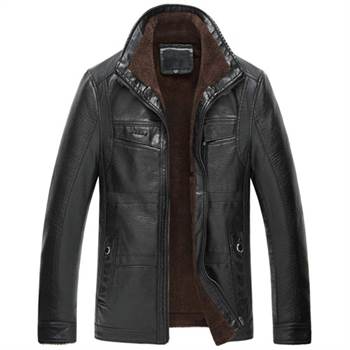 Men’s Sherpa Lined Black Leather Jacket - FLJ