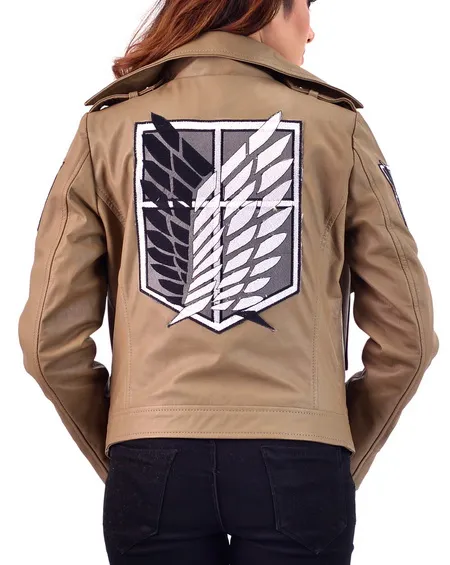 Womens Attack on Titan Scout Regiment Brown Leather Jacket