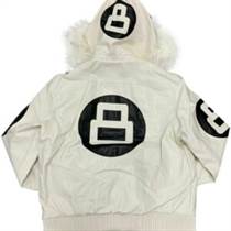 8 Ball White Bomber Leather Jacket