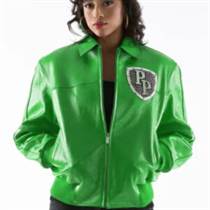 Pelle Pelle Womens Encrusted Varsity Green Jacket