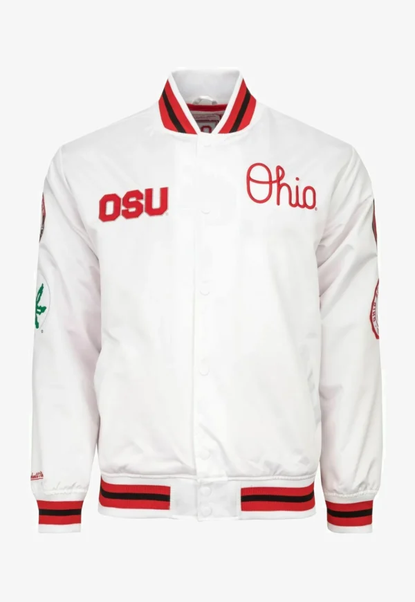 Men NCAA Ohio State White Bomber Jacket