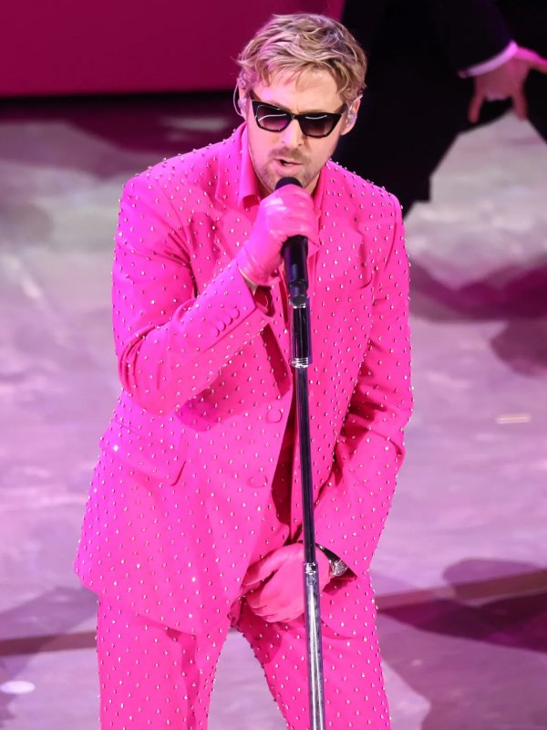 Ryan Gosling Oscar 2024 Pink Blazer | Filmleatherjacket.com